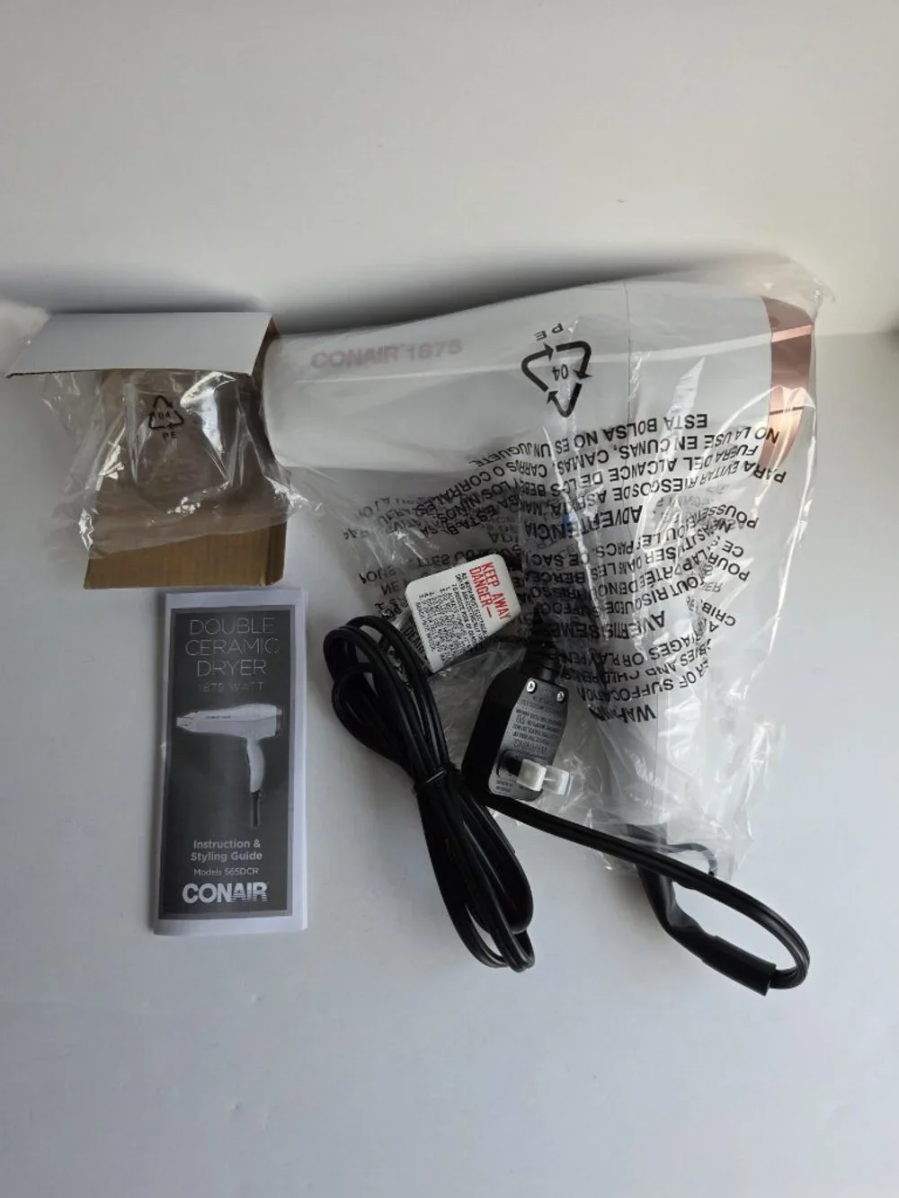 Conair Double Ceramic Technology Hair Dryer, Frizz Fighting & Ionic Conditioning